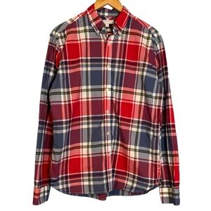Boden Men's Red Plaid Regular Fit Button Down Shirt Business Casual Sz‎ Medium